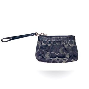 Authentic Coach logo black wristlet wallet